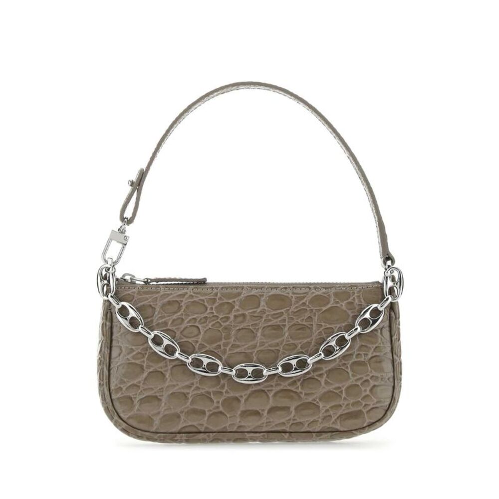 By Far Women Dove Grey Leather Mini Rachel Handbag